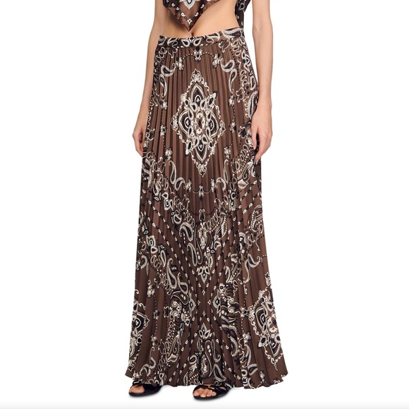 Sandro Dresses & Skirts - Bastia Pleated Maxi Skirt With Bandana Motif